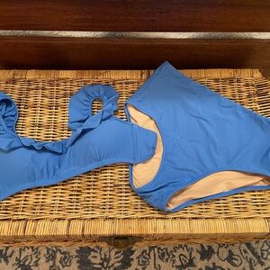 J. Crew Factory Blue Ruffle Bikini Set
